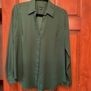 Ann Taylor Army Green Long Sleeve Blouse (M)